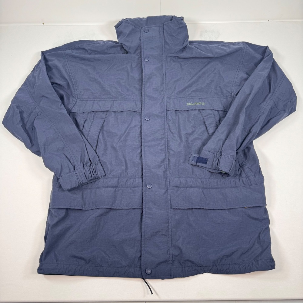 Timberland Weathergear Mens Blue Nylon Parka Jacket Vintage F95-1921 Large